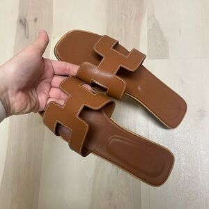 Hermès Brown Leather Sandals